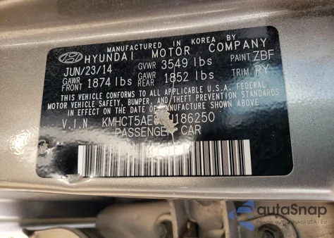 2014 Hyundai Accent Gls z USA, uszkodzony, nr VIN KMHCT5AE8EU186250